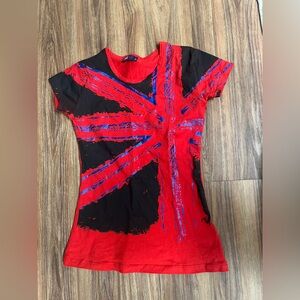 Red and Black Union Jack T-Shirt Official UK
